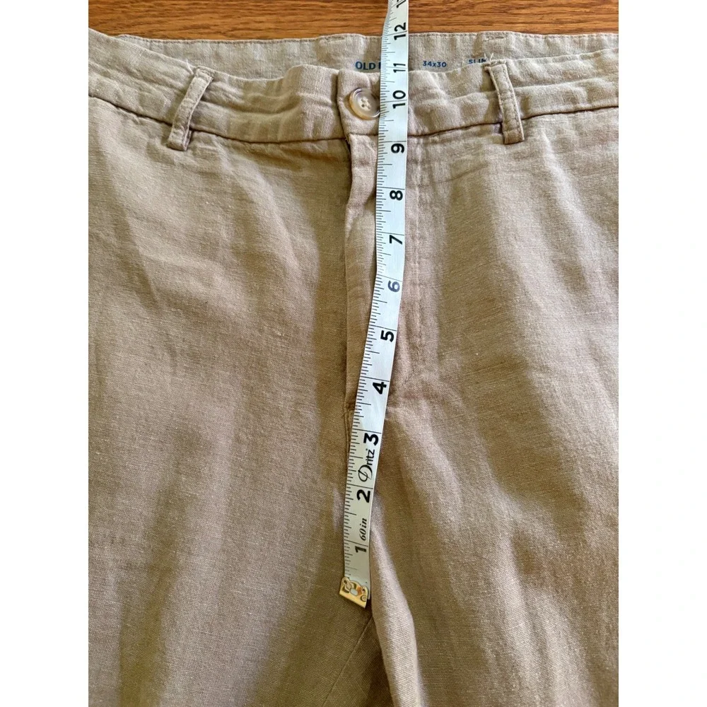 Old Navy Rotation Slim Linen Blend Pants Pale Khaki 34x30 Mens Pale Khaki Preppy